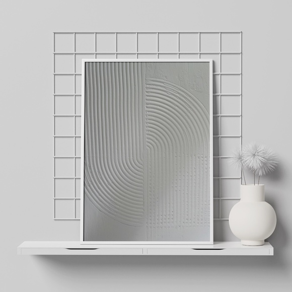 Textured Beige and White Boho Canvas Painting - Minimalist 11x14 Wall Art